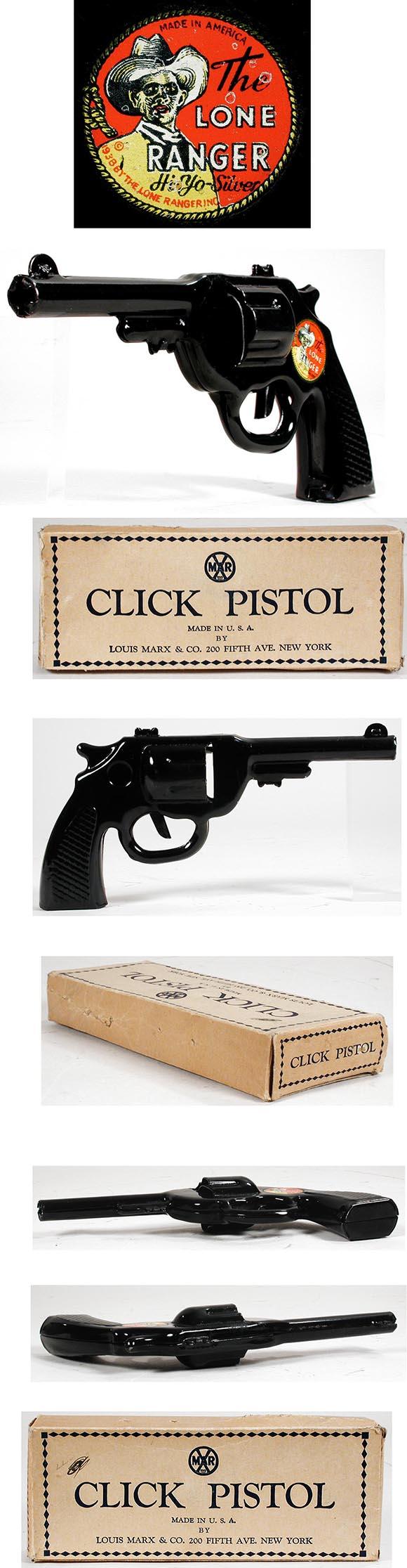 1938 Marx, The Lone Ranger, Hi-Yo Silver Click Pistol in Original Box